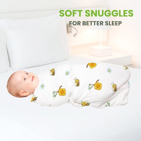 Swaddling Blanket for Newborn Baby Super Soft 70% Bamboo 30% Cotton Bumble Bee - Picture 3 of 7